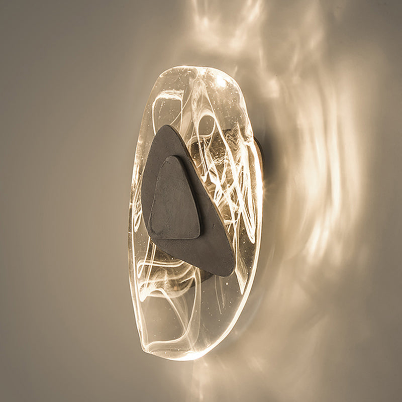 Applique murale LED en verre créatif contemporain en fer triangulaire ovale pour chambre 