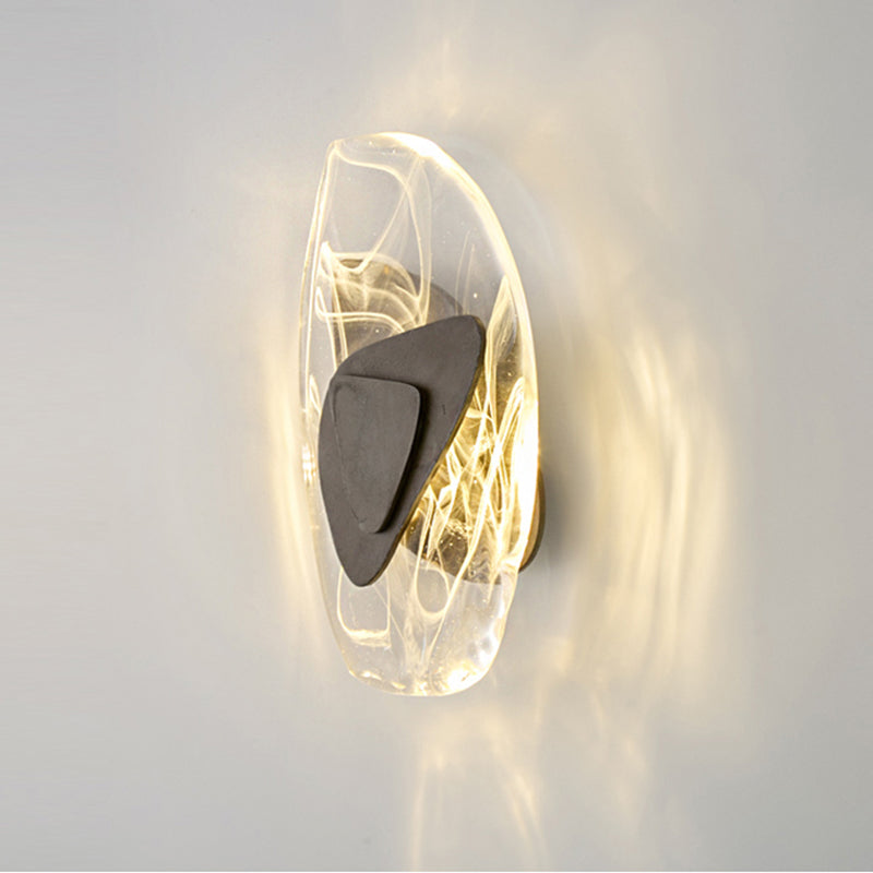 Applique murale LED en verre créatif contemporain en fer triangulaire ovale pour chambre 