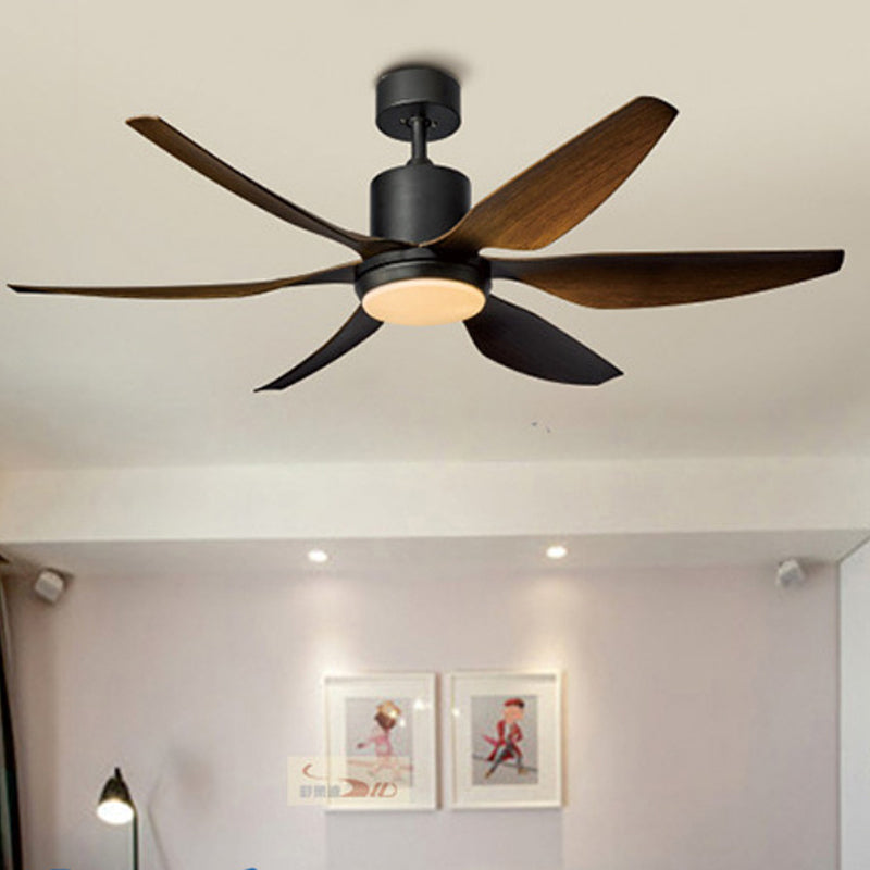 Contemporary Industrial ABS Acrylic Copper Cylindrical Round LED Semi-Flush Mount Ceiling Fan Light For Living Room