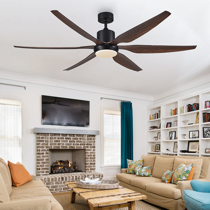 Contemporary Industrial ABS Acrylic Copper Cylindrical Round LED Semi-Flush Mount Ceiling Fan Light For Living Room