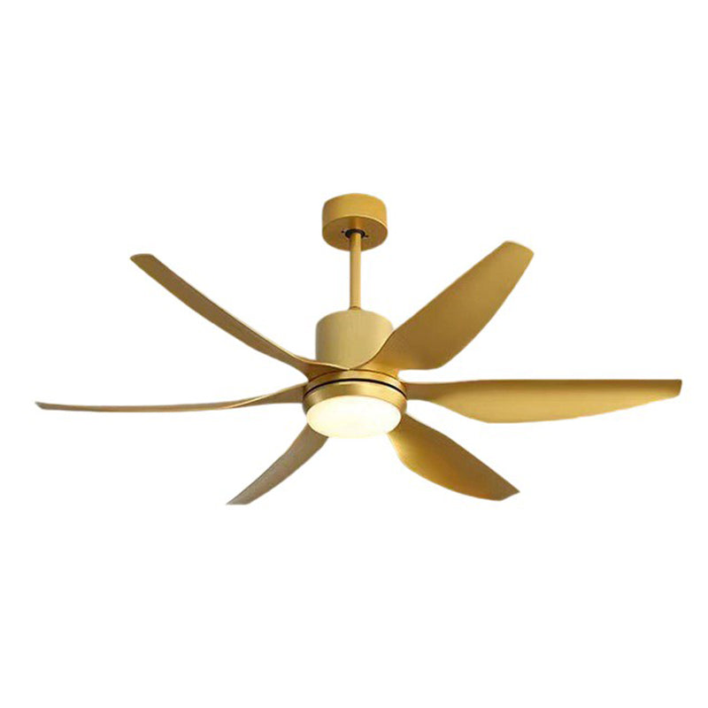 Contemporary Industrial ABS Acrylic Copper Cylindrical Round LED Semi-Flush Mount Ceiling Fan Light For Living Room
