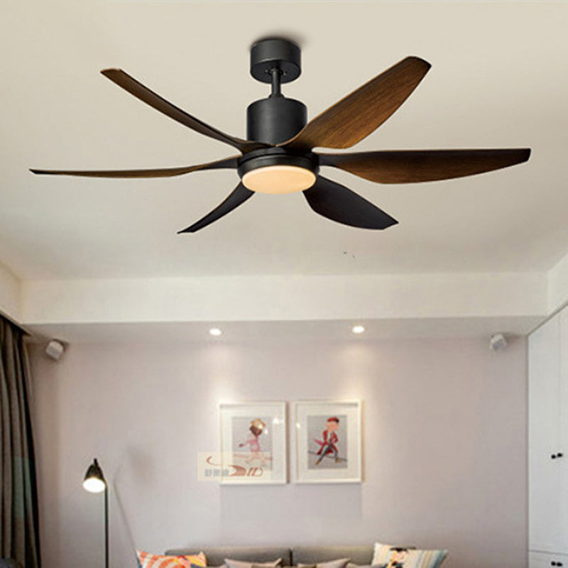 Contemporary Industrial ABS Acrylic Copper Cylindrical Round LED Semi-Flush Mount Ceiling Fan Light For Living Room