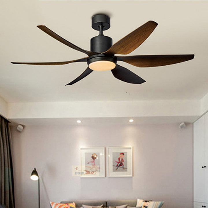 Contemporary Industrial ABS Acrylic Copper Cylindrical Round LED Semi-Flush Mount Ceiling Fan Light For Living Room