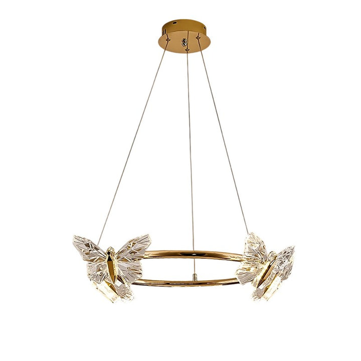 Modern Luxury Acrylic Aluminum Butterfly Ring Round LED Chandelier For Living Room