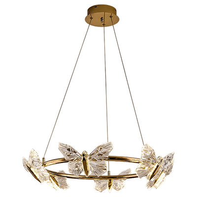 Modern Luxury Acrylic Aluminum Butterfly Ring Round LED Chandelier For Living Room