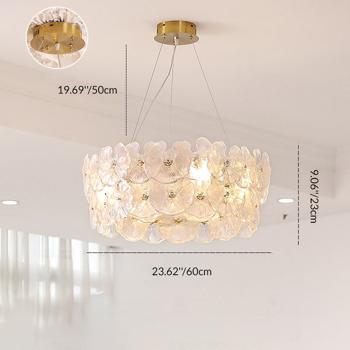 Contemporary Creative Glass Iron Lotus-Shaped Round 8-Light Chandelier For Living Room