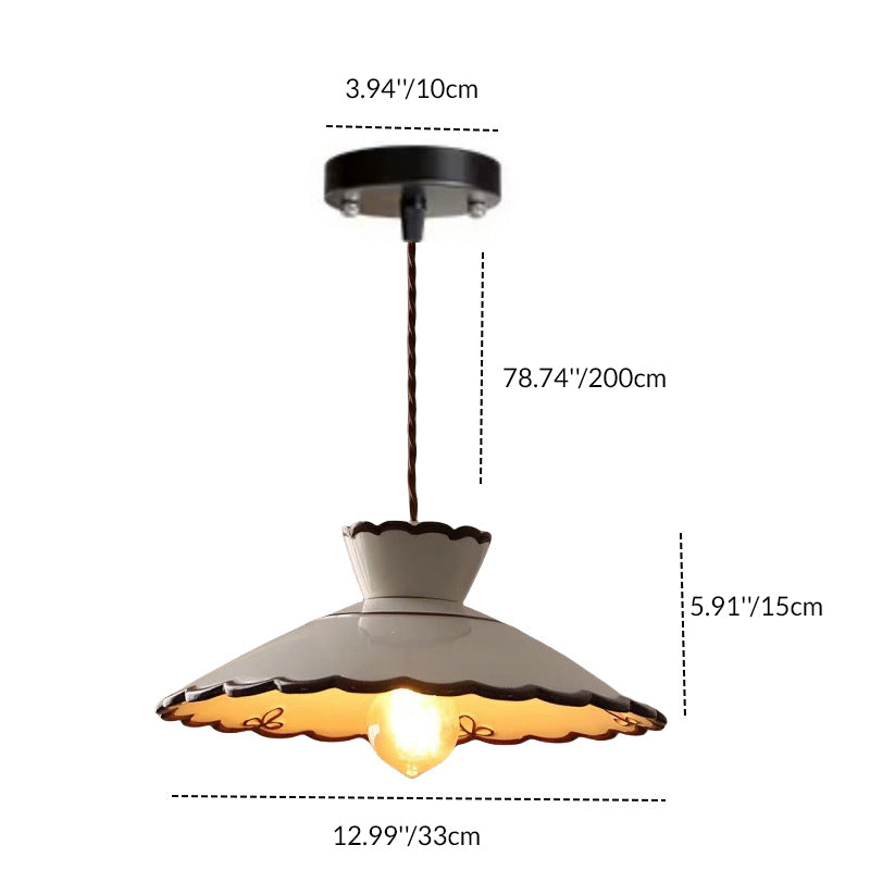 Traditionelle französische Keramik-Metall-Wellenförmige Schalenförmige 1-Licht Pendelleuchte für das Wohnzimmer 