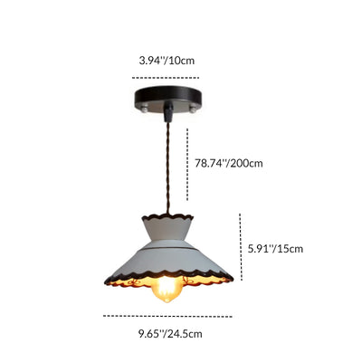 Traditionelle französische Keramik-Metall-Wellenförmige Schalenförmige 1-Licht Pendelleuchte für das Wohnzimmer 