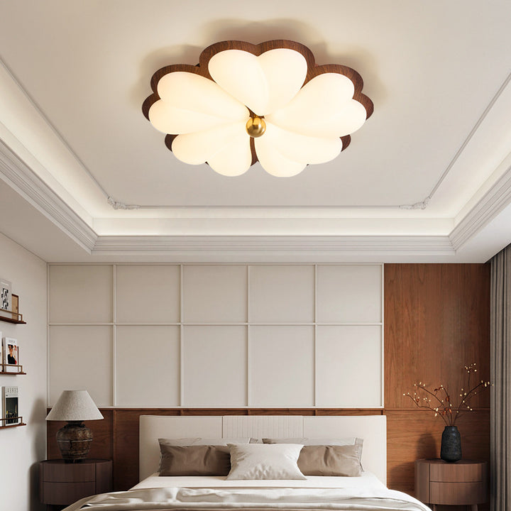 Plafonnier LED à montage encastré en fer floral chinois traditionnel pour chambre 