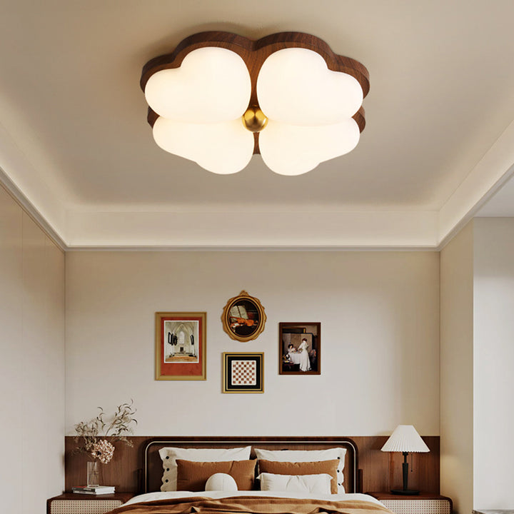 Plafonnier LED à montage encastré en fer floral chinois traditionnel pour chambre 