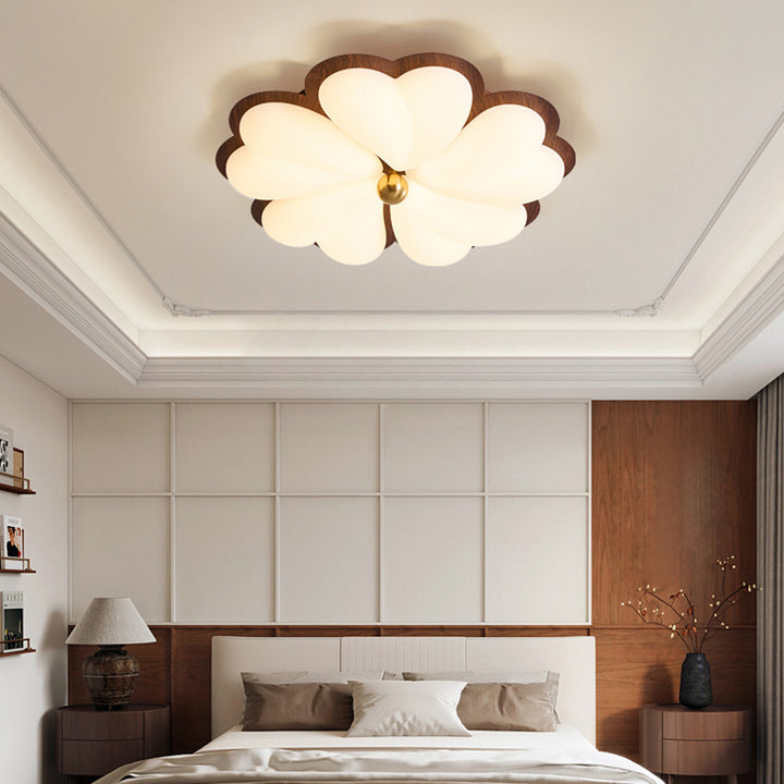 Plafonnier LED à montage encastré en fer floral chinois traditionnel pour chambre 