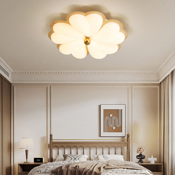Plafonnier LED à montage encastré en fer floral chinois traditionnel pour chambre 