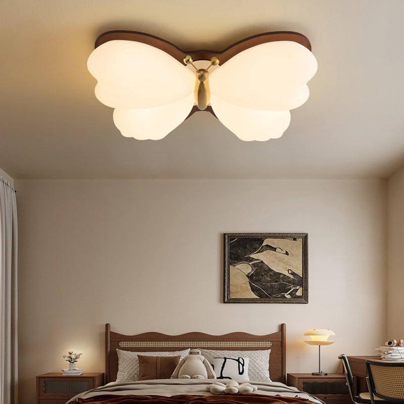 Plafonnier LED Iron Butterfly PE chinois traditionnel pour chambre à coucher 