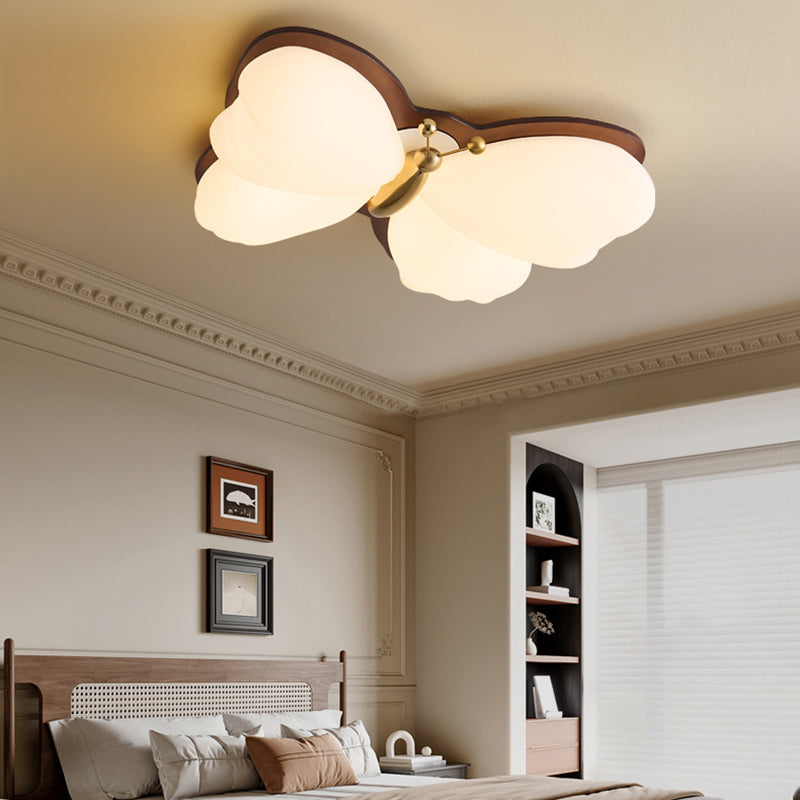 Plafonnier LED Iron Butterfly PE chinois traditionnel pour chambre à coucher 