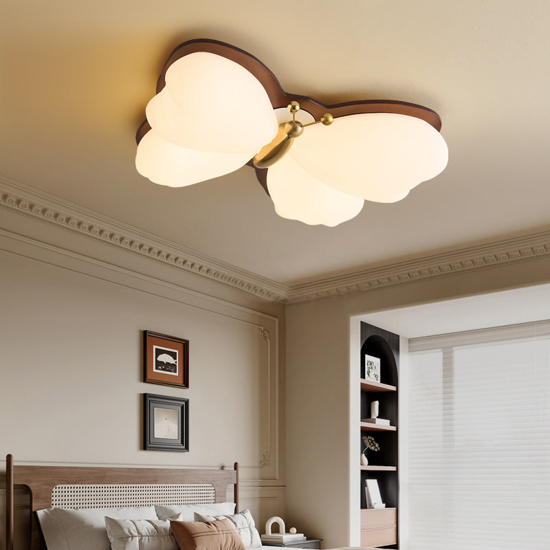 Plafonnier LED Iron Butterfly PE chinois traditionnel pour chambre à coucher 