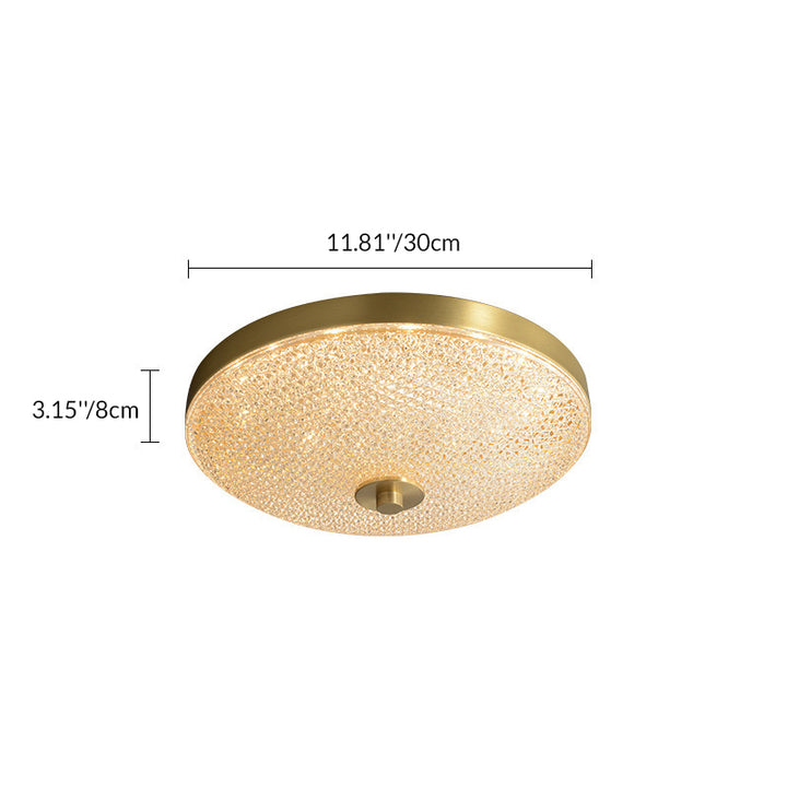 Modern Luxury Acrylic Brass Round Cylinder LED Flush Mount Ceiling Light For Bedroom