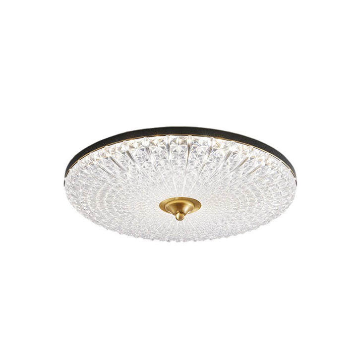 Modern Luxury Acrylic Brass Round LED Flush Mount Ceiling Light For Bedroom