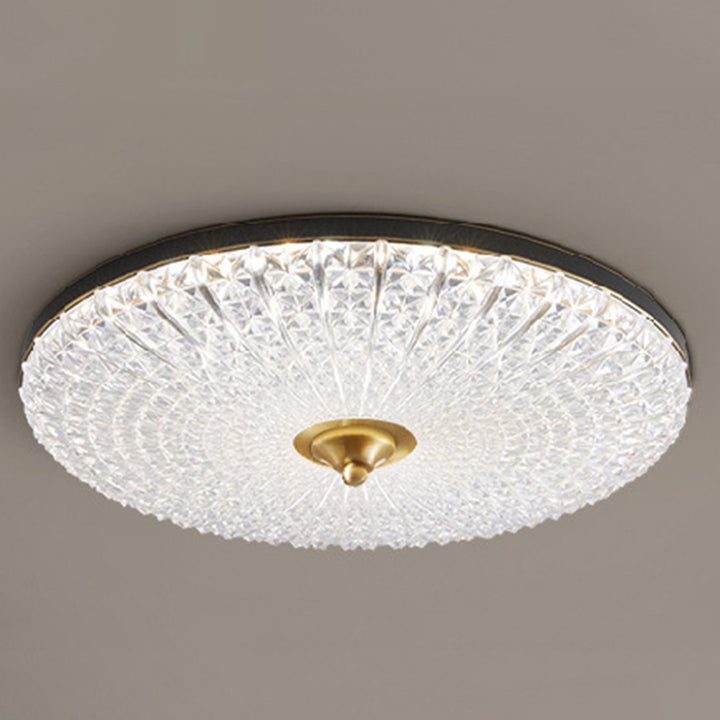 Modern Luxury Acrylic Brass Round LED Flush Mount Ceiling Light For Bedroom