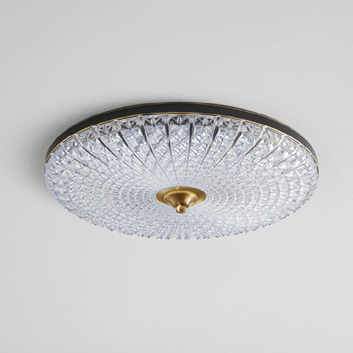 Modern Luxury Acrylic Brass Round LED Flush Mount Ceiling Light For Bedroom