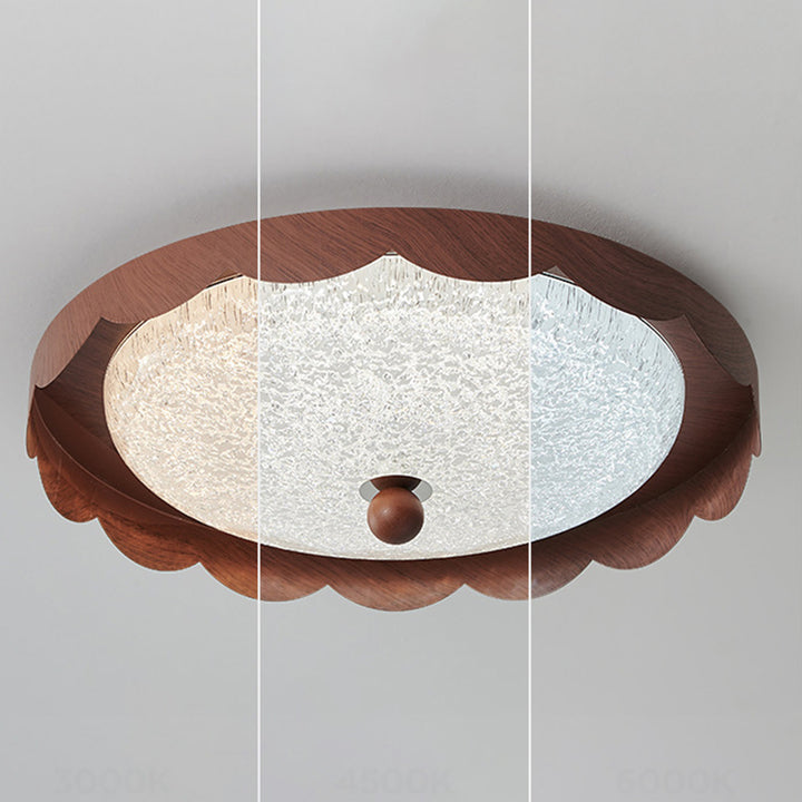 Contemporary Creative Acrylic Iron Wavy Round LED Flush Mount Ceiling Light For Bedroom