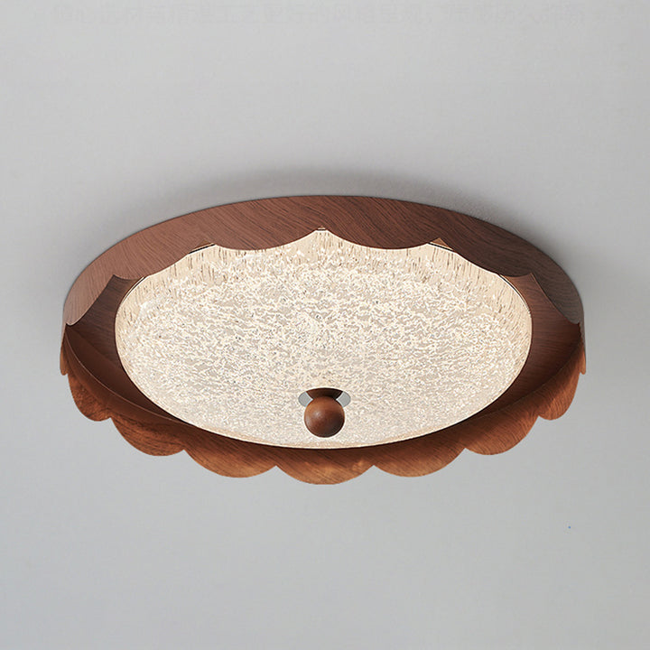 Contemporary Creative Acrylic Iron Wavy Round LED Flush Mount Ceiling Light For Bedroom