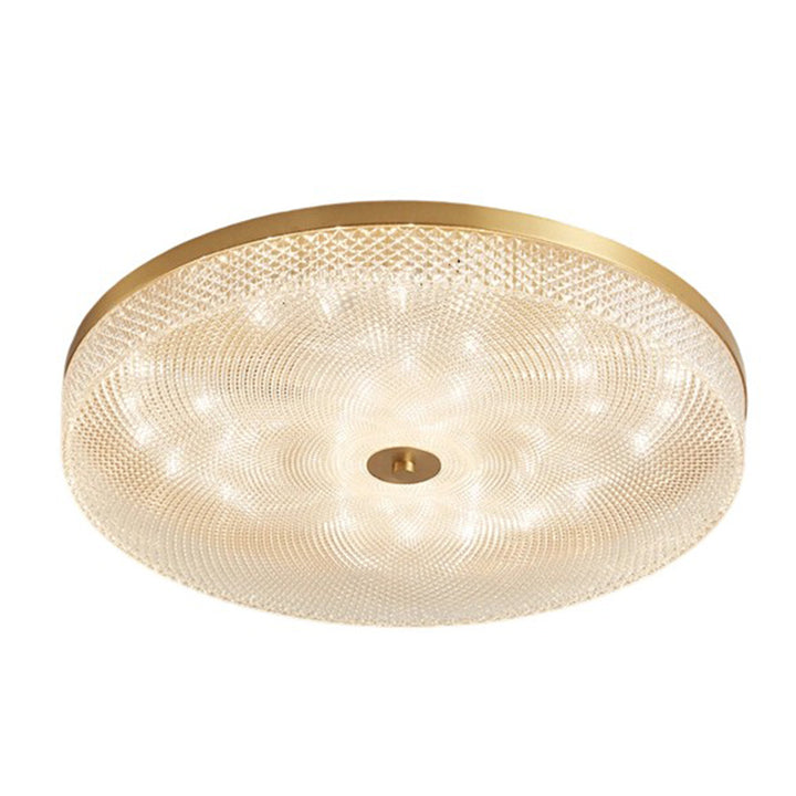 Lustre de plafond LED moderne en acrylique et laiton rond pour chambre à coucher 