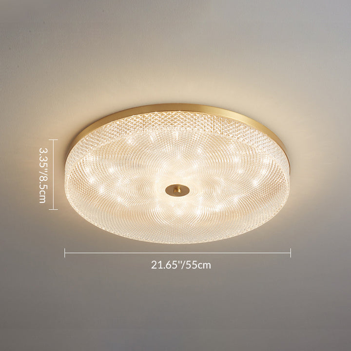 Lustre de plafond LED moderne en acrylique et laiton rond pour chambre à coucher 