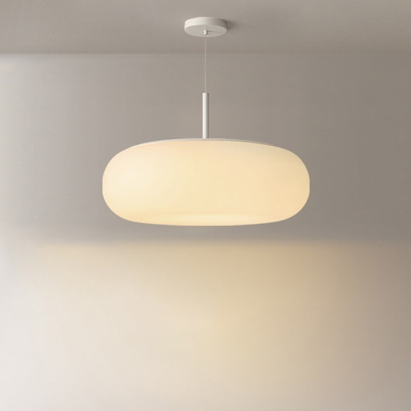 Contemporary Scandinavian PE Iron Flat-Round LED Chandelier For Bedroom