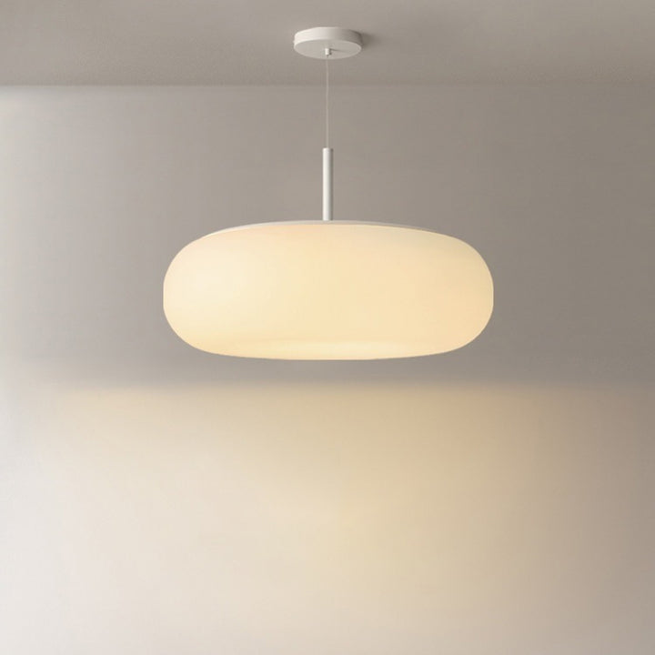 Contemporary Scandinavian PE Iron Flat-Round LED Chandelier For Bedroom