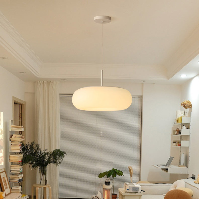 Contemporary Scandinavian PE Iron Flat-Round LED Chandelier For Bedroom