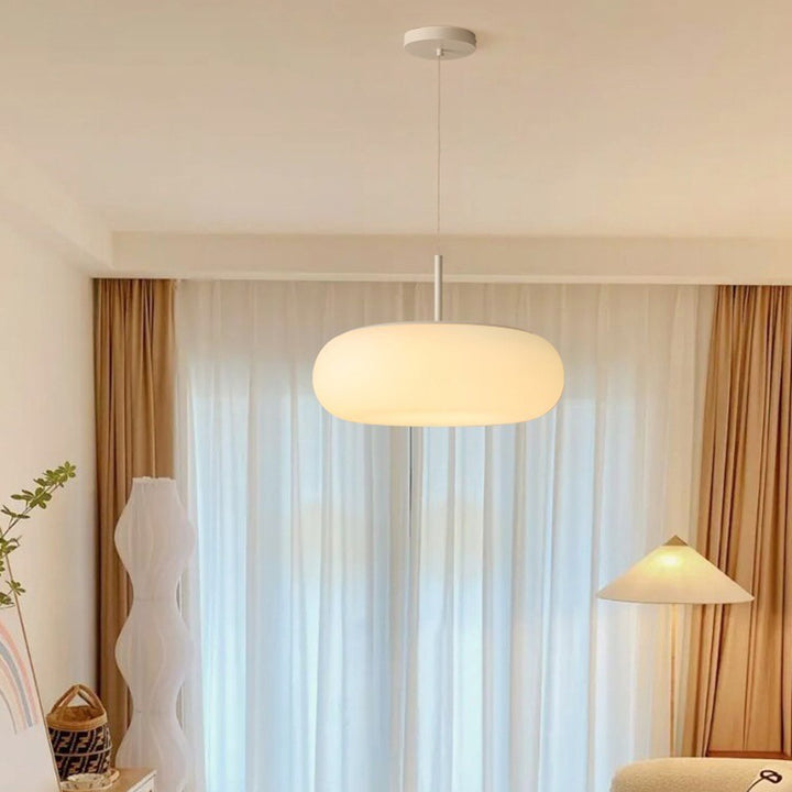Contemporary Scandinavian PE Iron Flat-Round LED Chandelier For Bedroom
