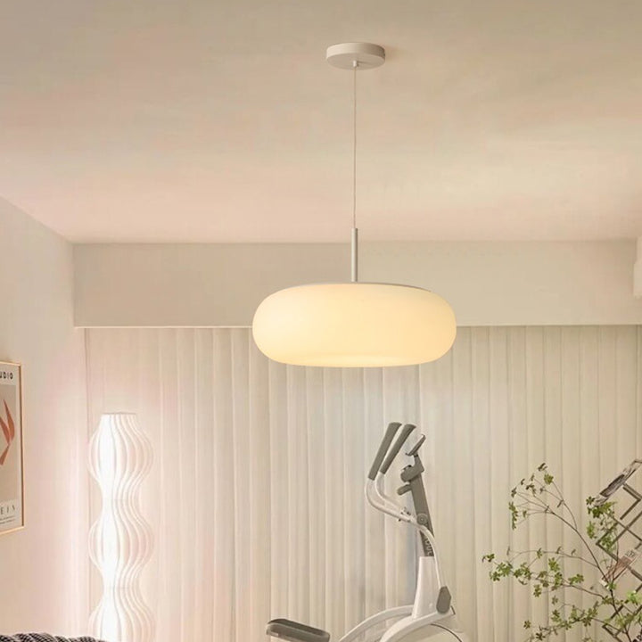 Contemporary Scandinavian PE Iron Flat-Round LED Chandelier For Bedroom