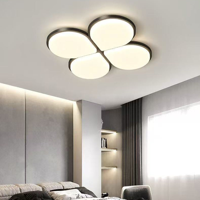 Modern Minimalist Acrylic Iron Semi-Round Floral Geometric LED Flush Mount Ceiling Light For Bedroom &amp; Living Room