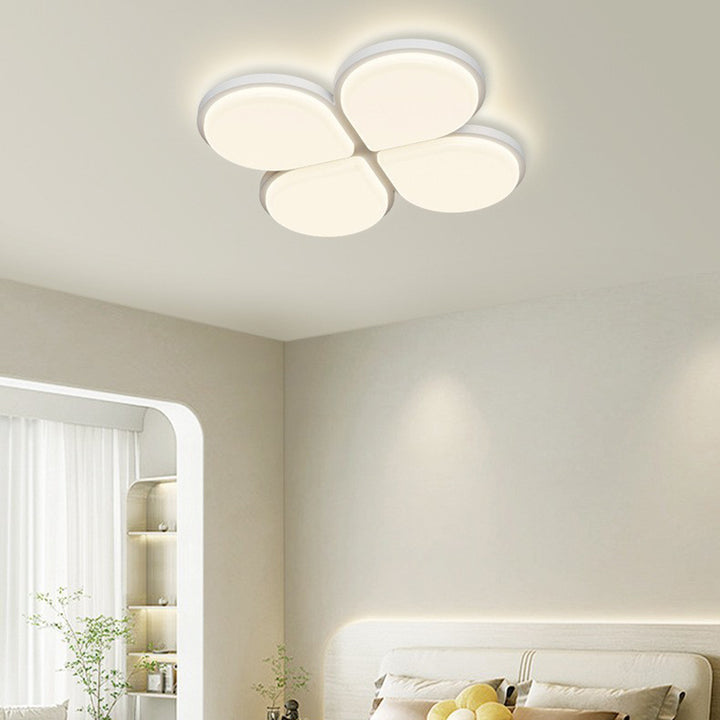 Modern Minimalist Acrylic Iron Semi-Round Floral Geometric LED Flush Mount Ceiling Light For Bedroom &amp; Living Room