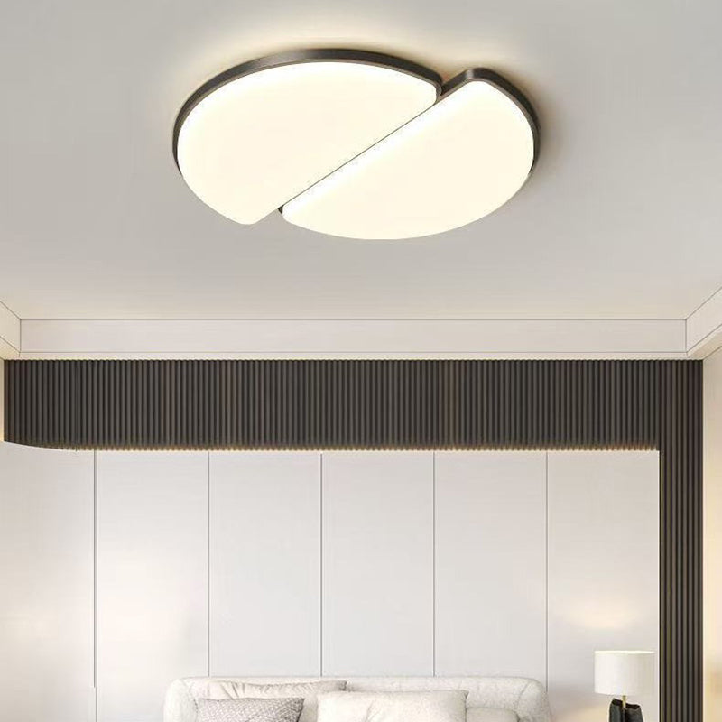 Modern Minimalist Acrylic Iron Semi-Round Floral Geometric LED Flush Mount Ceiling Light For Bedroom &amp; Living Room