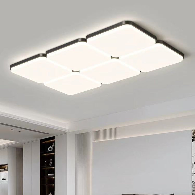 Modern Minimalist Acrylic Iron Semi-Round Floral Geometric LED Flush Mount Ceiling Light For Bedroom &amp; Living Room