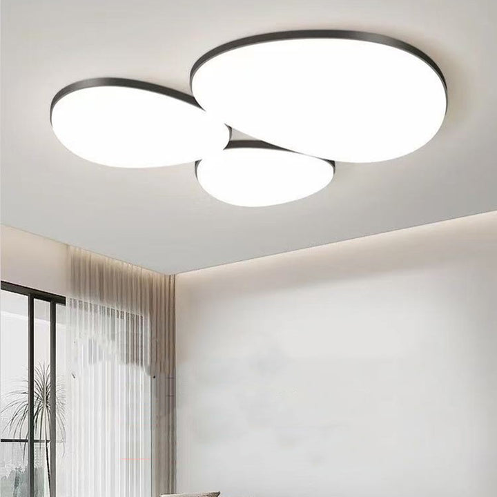 Modern Minimalist Acrylic Iron Semi-Round Floral Geometric LED Flush Mount Ceiling Light For Bedroom &amp; Living Room
