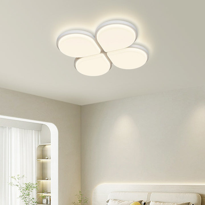 Modern Minimalist Acrylic Iron Semi-Round Floral Geometric LED Flush Mount Ceiling Light For Bedroom &amp; Living Room