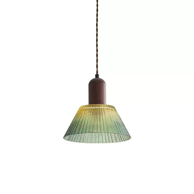 Traditionelle japanische Glas-Holz-zylindrische konische 1-Licht-Pendelleuchte für Wohnzimmer 