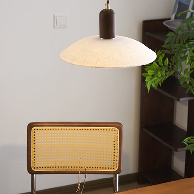 Traditionelle japanische Xuan-Papier Holz Metall Schüssel Zylinder 1-Licht Pendelleuchte für Wohnzimmer 