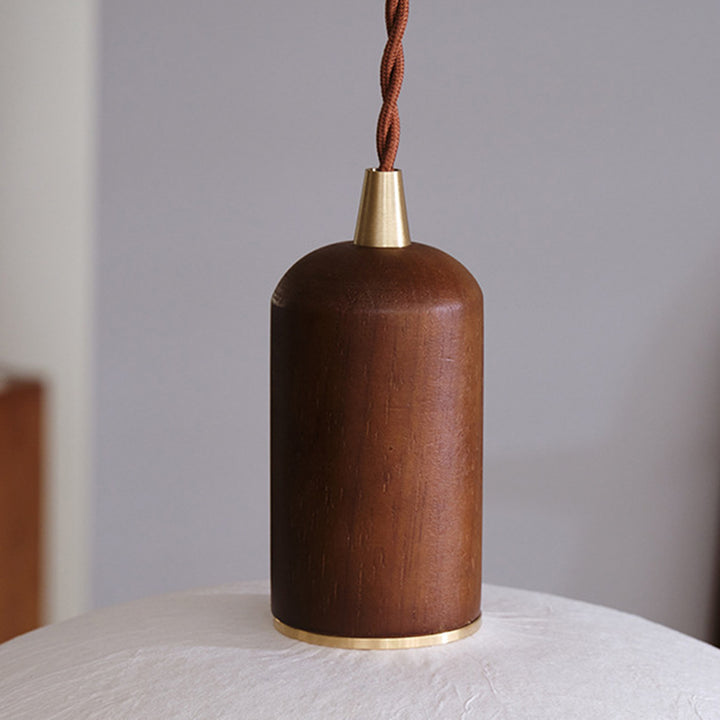 Traditionelle japanische Xuan-Papier Holz Metall Schüssel Zylinder 1-Licht Pendelleuchte für Wohnzimmer 