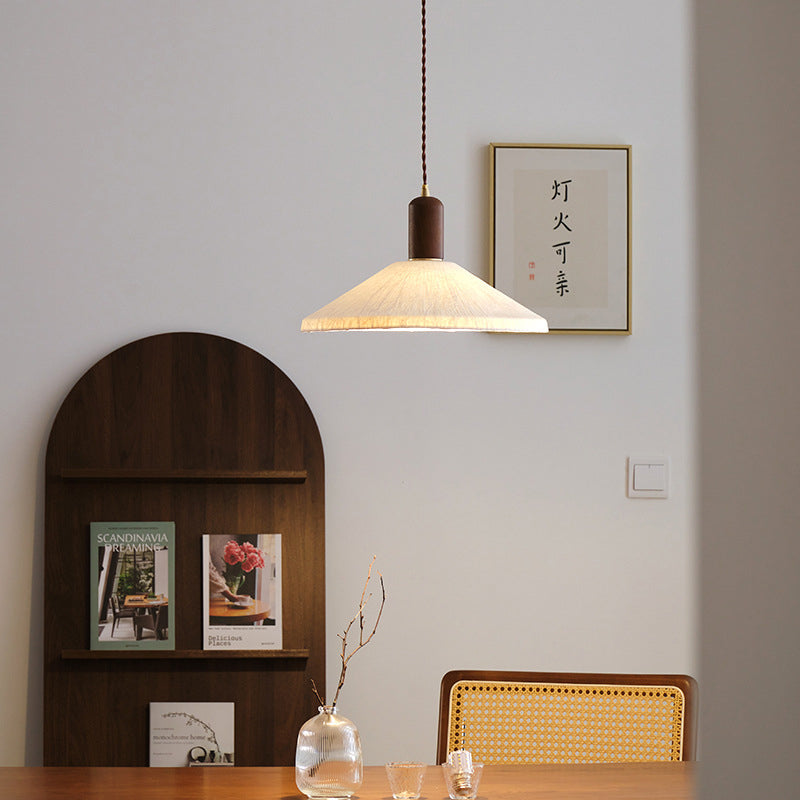 Traditionelle japanische Xuan-Papier Holz Metall Schüssel Zylinder 1-Licht Pendelleuchte für Wohnzimmer 