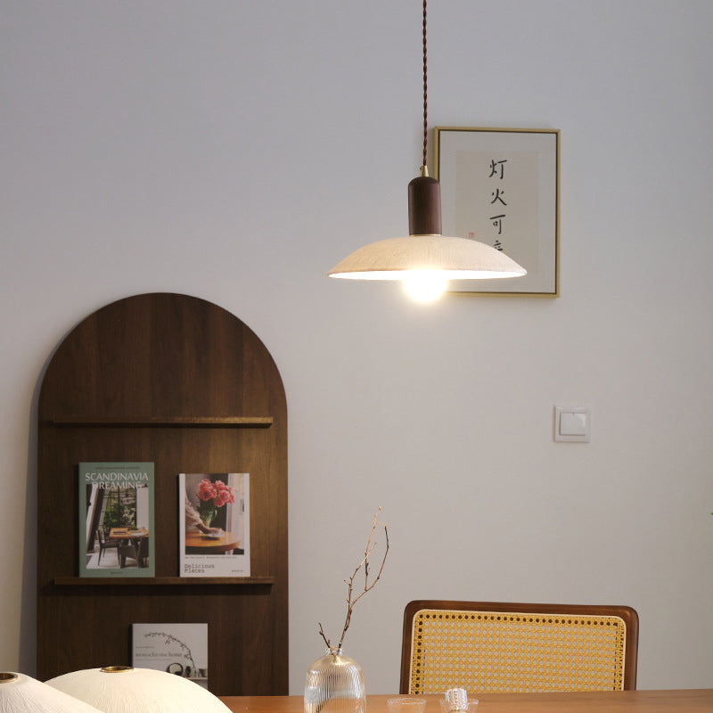 Traditionelle japanische Xuan-Papier Holz Metall Schüssel Zylinder 1-Licht Pendelleuchte für Wohnzimmer 