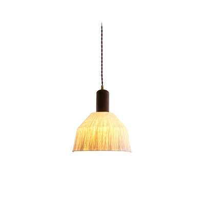 Traditionelle japanische Xuan-Papier Holz Metall Schüssel Zylinder 1-Licht Pendelleuchte für Wohnzimmer 