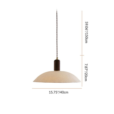 Traditionelle japanische Xuan-Papier Holz Metall Schüssel Zylinder 1-Licht Pendelleuchte für Wohnzimmer 