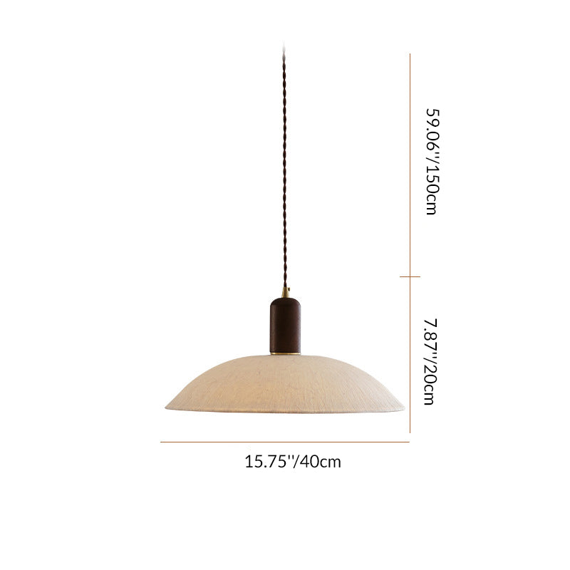 Traditionelle japanische Xuan-Papier Holz Metall Schüssel Zylinder 1-Licht Pendelleuchte für Wohnzimmer 