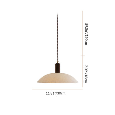 Traditionelle japanische Xuan-Papier Holz Metall Schüssel Zylinder 1-Licht Pendelleuchte für Wohnzimmer 