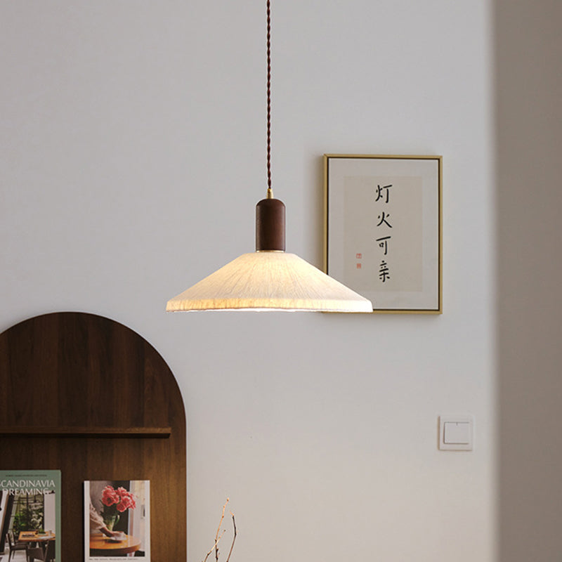 Traditionelle japanische Xuan-Papier Holz Metall Schüssel Zylinder 1-Licht Pendelleuchte für Wohnzimmer 