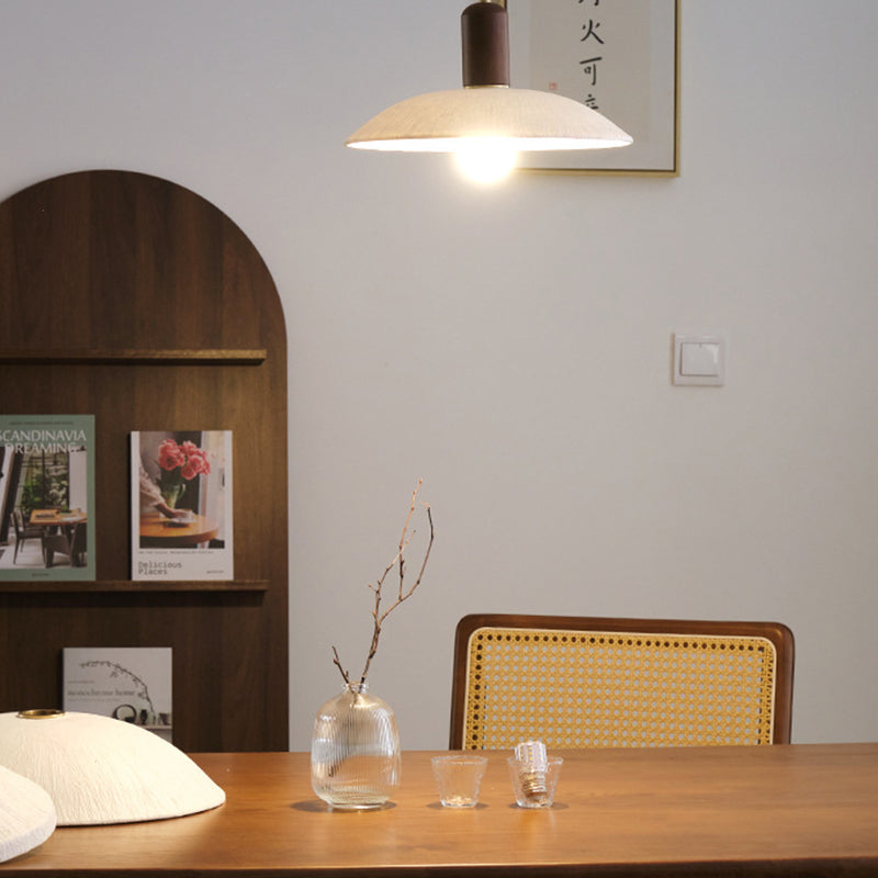 Traditionelle japanische Xuan-Papier Holz Metall Schüssel Zylinder 1-Licht Pendelleuchte für Wohnzimmer 
