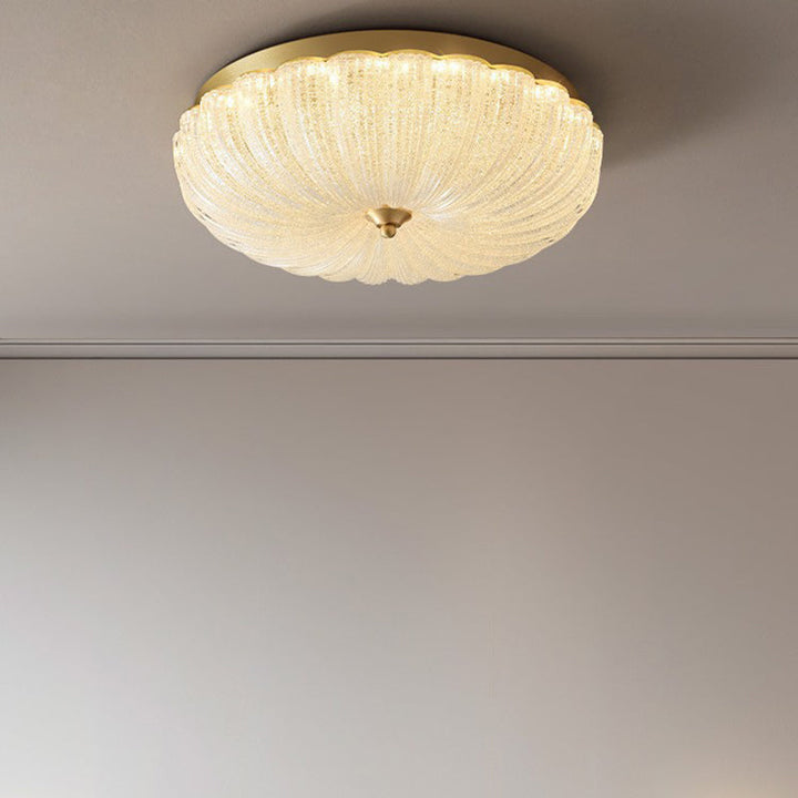 Lustre encastré rond à LED en forme de pétale en verre de luxe moderne en laiton et fer pour chambre 